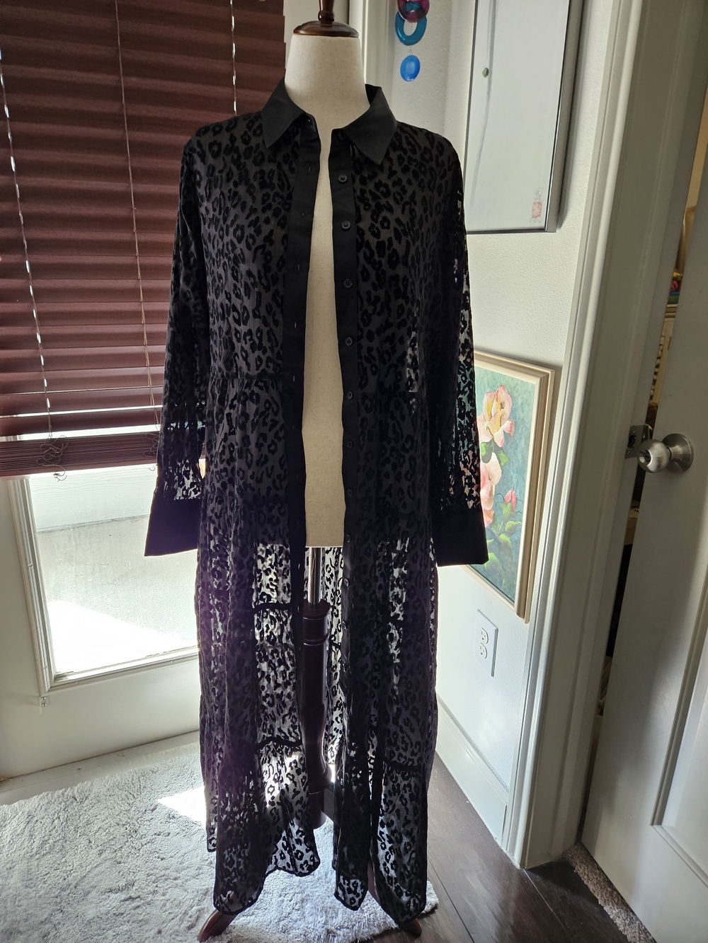 Eloquii Elements Sheer Black Leopard Lace Duster
